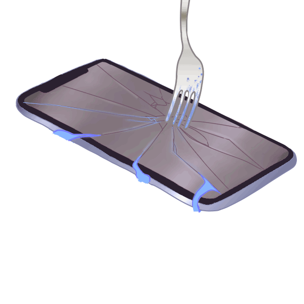 A bleeding phone spelling 'the feed'.